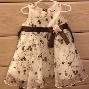Ivory and brown floral dress